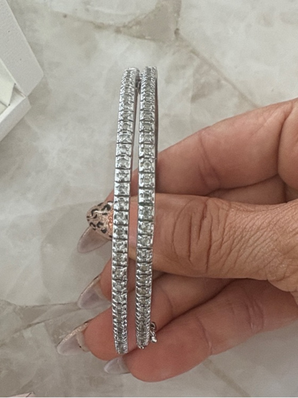 Sparkling Clear Crystal Tennis Bracelet - Silver Tone set of two